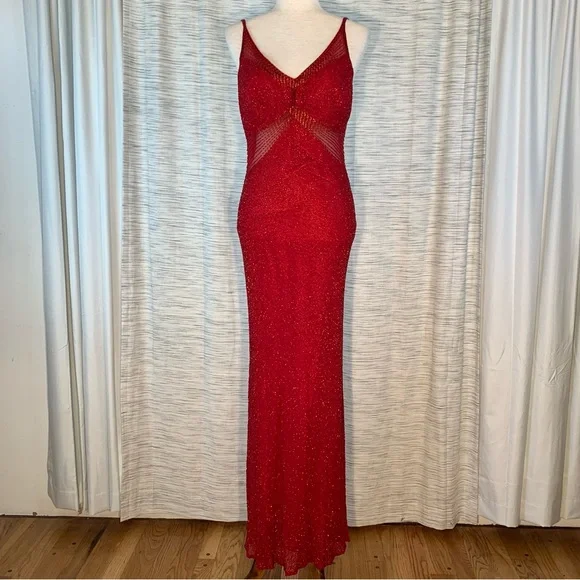 Scala Red beaded Evening Gown - Picture 2 of 16
